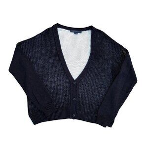 ZEN CASHMERE Linen Blend Knit Cardigan Sweater Women's MEDIUM Heavy Button‌